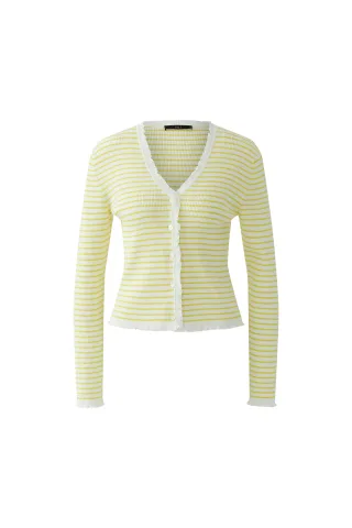 Oui - Strickjacke white yellow - Gr. - 36