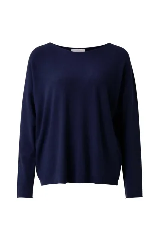 Rich & Royal - Boat neck seamless EcoVero midnight blue - Gr. - M