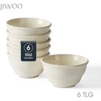 JIWOO Schüssel 6er Ø11,7cm, Müslischale Eisschale FrühstückSchale Dessertschale, Keramik, (Schaleset, 6-tlg), Bowl, Hochwertiges Schalen Weiß Schale Mikrowellenofen Spülmaschine