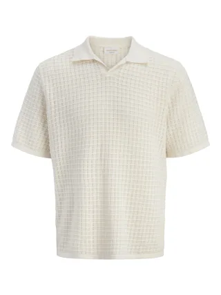 JACK&JONES - JORNANTUCKET KNIT SPLIT NECK POLO SA26 Sea Salt - Gr. - M