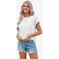 Imily Bela T-Shirt Rundhals Kurzarmshirt mit Rippbündchen (Packung, 1-tlg., 1per-Pack) in Unifarbe