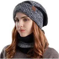 Cachito Mütze & Schal Herbst Winter Schal und Mütze Set 55-60CM Wintermütze Strickmütze mit Schal Damen Warme Mütze Beanie