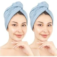 HAMMETEX Turban-Handtuch 2er Set Haarturban Damen, 100% Baumwolle, Flauschig & Schnelltrocknend, Frottier (Set, 2-St), Uni-Farben, weich