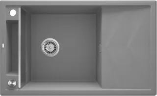 Neuesbad 1-Becken Spüle mit DRAINING BOARD, mit Zubehör, METALLIC Grau Granit NB1DEZRMS1131
