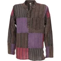 Guru-Shop Hemd & Shirt Nepal Ethno Patchworkhemd, stonewash Freizeit.. Hippie, Ethno Style, alternative Bekleidung