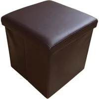 style home Sitzhocker mit Stauraum faltbare Sitzwürfel (Sitztruhe aus Kunstleder, 38 x 38 x 38 cm Braun), gepolstert Sitzbank Fußhocker für Wohnzimmer Schlafzimmer