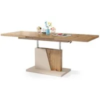 Mazzoni Couchtisch Grand Noir Eiche Artisan Beige höhenverstellbar ausziehbar 120 bis 180, Funktionstisch, Wohnzimmertisch, Tisch, Esstisch, Sofatisch