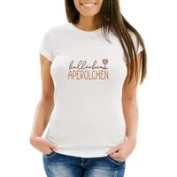 MoonWorks Print-Shirt Damen T-Shirt Halöchen Aperölchen Spruch Alkohol Sommer Party Frauen mit Print