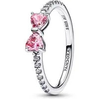 Pandora Silberring 193510C01, für Damen Funkelnde Pinkfarbene Schleife