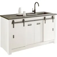 Home affaire Spülenschrank Sherwood Breite 161 cm, Scheunentorbeschlag und Apothekergriffe aus Metall