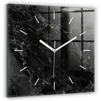 Tulup Wanduhr Moderne Glasuhr Dunkler Marmor Rechteckige Uhr aus Gehärtetem Glas