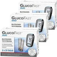 GLUCOFAST Blutzucker-Teststreifen DUO, 150 Diabetes Teststreifen, 150-tlg., Für das Glucofast DUO Blutzucker Messgerät