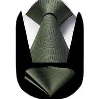 LuxusKollektion Krawatte Krawatte Herren Einstecktuch Set Hochzeit Einheitsgröße Olivgrün