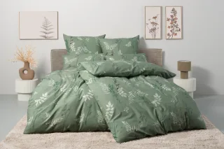 BIERBAUM Bettwäsche "Hellena" 2 Stk. in Gr. 135x200 oder 155x220 cm, 100% Baumwolle, Gräser