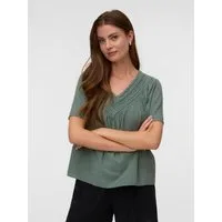 Vero Moda Kurzarmbluse VMKARLA S/S V-NECK TOP WVN BTQ Baumwolle