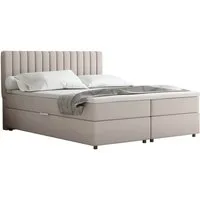 Homesy Boxspringbett EVEREST – Komfortables Doppelbett im modernen Design (Bett inkl. zwei Bettkästen und Topper), Große Auswahl an Polsterfarben, inklusive Matratze und Topper