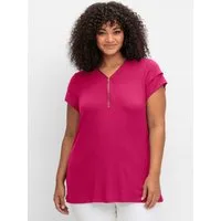 sheego by Joe Browns T-Shirt Shirt Kurzarm mit Zipper am V-Ausschnitt