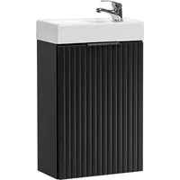 Lomadox Waschtisch ADELAIDE-56-BLACK, 40 cm breit in schwarz, gerillte Front, Gäst-WC
