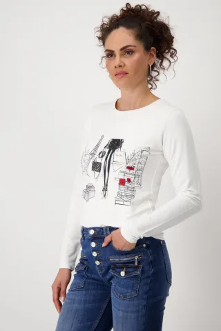 monari - Shirt mit Frauen-Zeichnung off-white - Gr. - 46