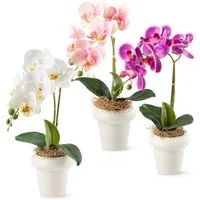 Kunstblume Kunstblumen im Topf, Künstliche Blumen wie echt, Deko Blumen Geranie, Kamelie, Orchidee, Azalee, Veilchen, PASCH, Hochwertiger Keramiktopf