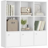 VASAGLE Bücherregal Standregal, Bücherschrank, Büro, mit 3 Türen, 6 offenen Fächer
