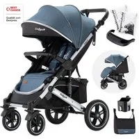 Daliya® Kinder-Buggy RAPIDY Buggy Kinderwagen, XXL Set, kompakt, Kinderbuggy, Sportwagen, (XXL 10-tlg. Komplettset, 10-tlg), Liegeposition, Fußsack, Spieltisch, Wickeltasche, Regenverdeck