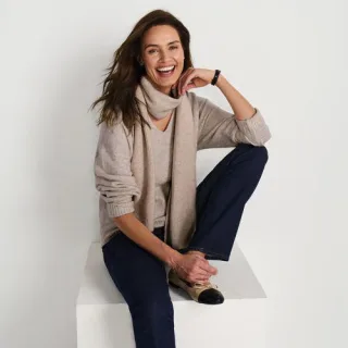 Pullover und Schal im Set für Damen, Damen, size: regular, Beige, Wolle/Polyester/Viskose, by Lands' End
