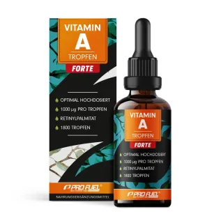 ProFuel Vitamin A Tropfen Forte | 50 ml | Retinylpalmitat | hochdosiert | 1000 µg pro Tropfen | vegan