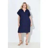 Ulla Popken Minikleid Kleid Leinenoptik Tunika-Ausschnitt Flügelärmel