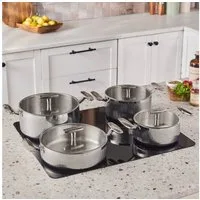 Karaca Topf-Set Karaca 3 Ply Rimova Glass Lid 8 Teilig Kochgeschirr Set