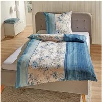TRAUMSCHLAF Bettwäsche Fiori blau, Mikrofaser, 2 teilig