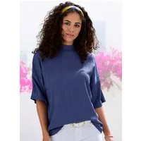 LASCANA Kurzarmshirt mit Stehkragen aus bügelfreier, luftiger Crêpe-Qualität