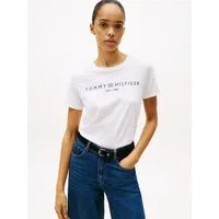 Tommy Hilfiger Kurzarmshirt REG CORP LOGO C-NK mit Logoschriftzug und Stickerei Baumwolle