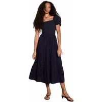 Apricot Druckkleid Midi-Kleid aus Baumwolle mit Stufenrock