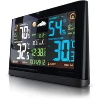 BEARWARE Funk Wetterstation, Luftdruck, Temperaturtrend & Wetterprognose, LCD Wetterstation (mit Außensensor, DCF Empfangssignal Funkuhr, Innen- und Außentemperatur, Barometer)