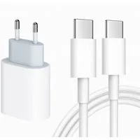 Alpha Electronics Schnellladegerät USB C passt für iPhone 15 / Pro / Max / Plus Smartphone-Ladegerät (3000 mA, Sparangebot, 2-tlg., 1 x Adapter 20 Watt +1x Ladekabel USB-C auf USB-C 1 Meter oder 2 Meter, 60w Ladekabel)