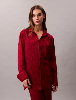 RELAXED AOP SHIRT 19519 giga satin shine emblem/red s - Gr. - M