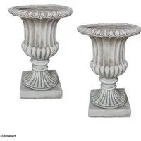 HTI-Living Pflanzkübel Pflanzkübel Athene Antik Hellgrau 2er-Set (Set, 2 St., 2 Pflanzkübel), Gartendeko Polyresin