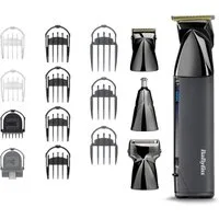 BaByliss Multifunktionstrimmer BaByliss Super-X Metal 15-in-1 Multitrimmer für Bart & Körper, MT991E, Titan-Klinge, 15 Aufsätze und Kammführungen, USB-Ladestation, kabellos
