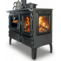 Caliskan Festbrennstoffherd Panorama-Holzherd Modell 214-3D links mit 6,04kW, 6.04 kW