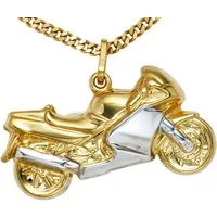 Schmuck Krone Kettenanhänger Anhänger Motorrad Bike, 333 Gold bicolor, Gold 333