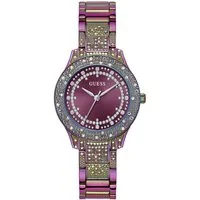 Guess Quarzuhr SHOOTING STAR GW0746L3, Armbanduhr, Damenuhr, Kristallsteine, Mineralglas, Edelstahlarmband