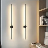 Nettlife LED Wandleuchte 60CM Schwarz Modern Flurlampe Schwenkbar 90°, Schwenkbar 90°, LED fest integriert, Warmweiß, für Wohnzimmer Schlafzimmer Flur Treppenhaus Bett Küche