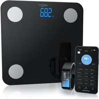 MyBeo Körper-Analyse-Waage Digitale Bluetooth Körperfettwaage, Diagnosewaage mit App-Steuerung, 1-tlg., Multifunktionswaage, BMI, Körperfett, Wasser & Muskelanteil, 5-180 kg