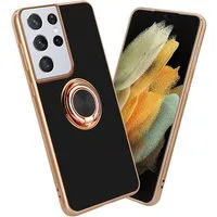 Cadorabo Handyhülle für Samsung Galaxy S21 ULTRA Hülle Samsung Galaxy S21 ULTRA, Schutzhülle - TPU Silikon Hülle - mit Kameraschutz und Ring