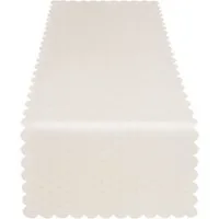 matches21 HOME & HOBBY Tischdecke Tischläufer 40 x 150 cm in Cremeweiß für Esstisch & Küche (1-tlg), Waschbare Mitteldecke mit gewelltem Rand