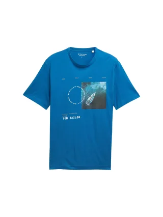 Tom Tailor - T-Shirt mit Foto-Print blue petrol - Gr. - XXXL