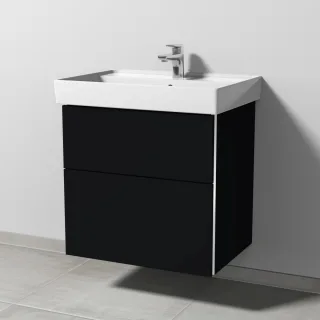 Sanipa 3way Waschtischunterbau zu Villeroy & Boch Collaro Waschtisch mit 2 Auszügen, Schwarz-Matt BS83508
