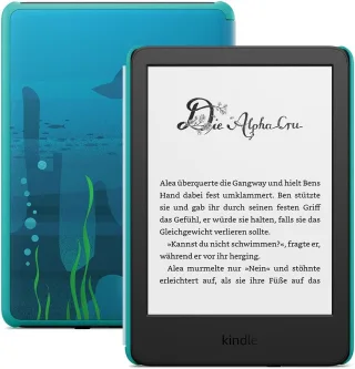 Amazon Kindle (2024) 16GB [6'' WiFi only ohne Werbung] Kids Edition mit Hülle Ozeanentdecker