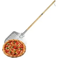 relaxdays Pizzaschieber Perforierter Pizzaschieber mit Holzgriff